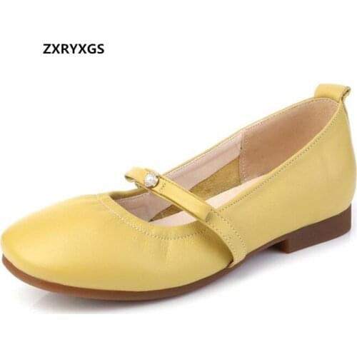 2021 New Fashion Autumn Women Flats Genuine Leather Shoes Soft Sole Non-slip Wear-resistant Comfortable Shoes Woman Large Size