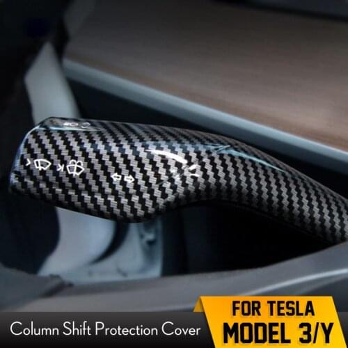 JSN Update steering wheel shift Protection Cover For Tesla model 3 Model Y ABS car Column Carbon fiber shift knob cover Decor
