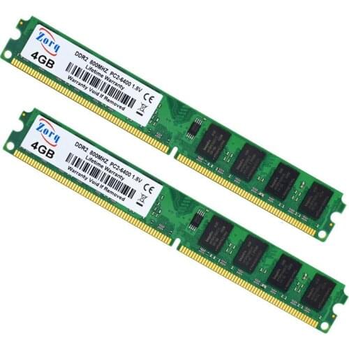 Zorq DDR2 RAM 4GB 800 Desktop 1.8V 4GB Memoria Ram 240Pin PC PC2 6400 for AMD & Intel PC de escritorio Memory RAM