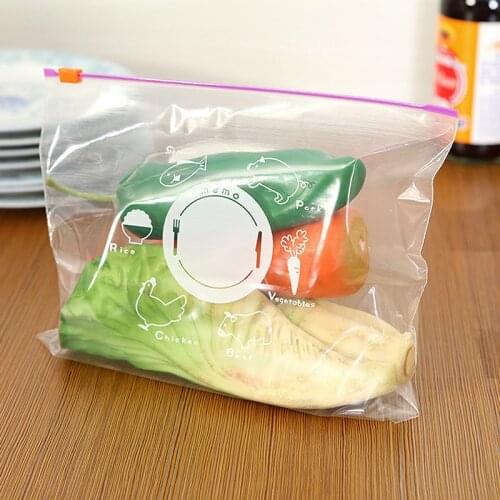 PVC Fresh Keeping Bag For Vegetable Fruit Storage Freezing Preservation Zipper Sealed Bags Kitchen Food Organization Tools 10Pcs