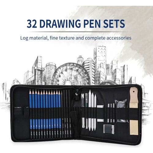 Professional Art Set 32 PCS Drawing Sketching Set With Sketch Graphite Charcoal Pencils Bag Eraser Art Kit for Student Artist