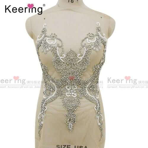 Handmade rhinestone appliques bodice for party dress WDP-130