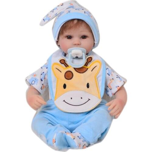 Cute 17'' Reborn Dolls Babies Soft Silicone Vinyl 43 cm Lifelike Real Baby Stuffed Doll Toys New Design Boy Birthday Gifts