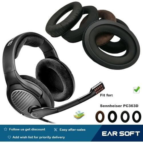 Earsoft Replacement Cushions for Sennheiser PC363D Headphones Leather Cushion Velvet Ear Pads Headset Sleeve Cover Cover