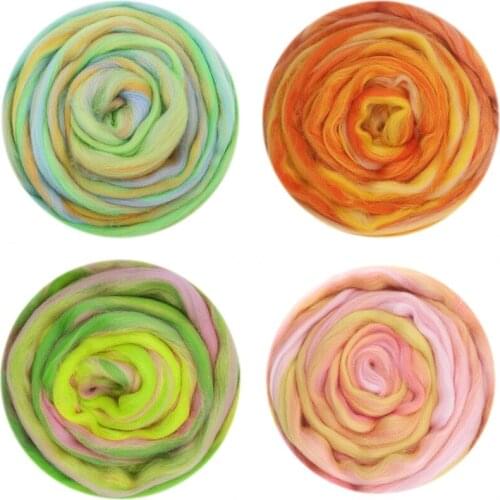 Blended Wool Roving 50g 4 Type Merino Mixed Fiber Hand Dyed Wool Top Art Wet Felting Supplies Needle Felting DIY Wool Roving (C)