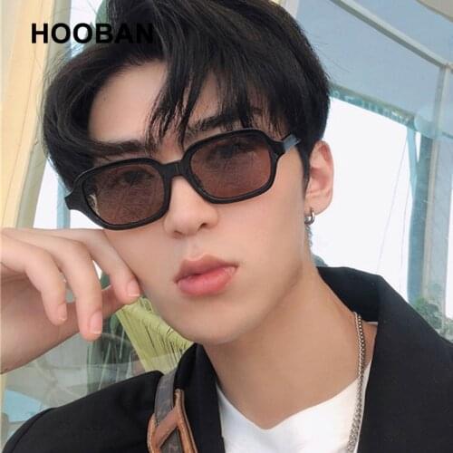 HOOBAN Stylish Oval Sunglasses Women Men Vintage Round Plastic Sun Glasses Female Fashion Gradient Transparent Frame Eyewear
