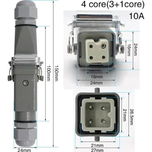 Heavy duty connector 4 core (3+1)5 core (4 +1)6 core (5+1)8 core (7+1) -5gas plug 250V - cable butt waterproof