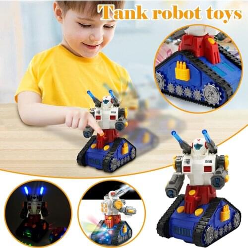 Light Up Baby Car Toys Boys Kids Automatic Steering Musical Electric Sports Tank Robot car Model Toys for Children Gift