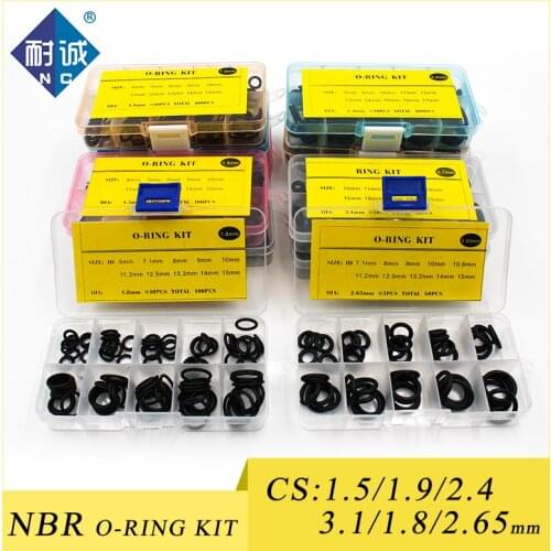 Thickness 1.5/1.8/1.9/2.4/2.65/3.1mm Rubber Ring NBR O Ring Seal Nitrile Sealing O-rings NBR Washer oring set Assortment Kit Set