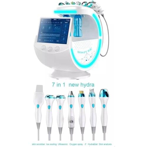 Probable Dermabrasion Ice Blue Ultrasonic RF Aqua Scrubber Anti-wrinkle HydraOxygen Facial with skin analysizer cleaning Machine