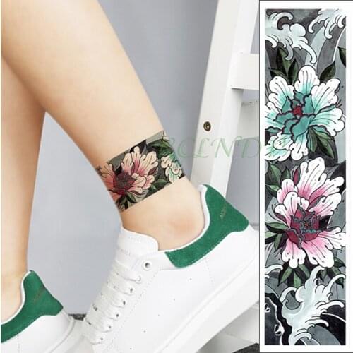 Waterproof Temporary Tattoo Sticker classical flower wave band Fake Tatoo Personality Flash Arm leg Tatto for Girl Women Men