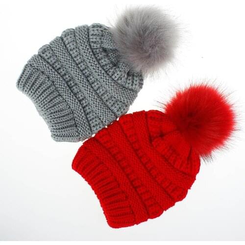 Knitted child winter hat Girls winter hats with pompom Crochet hat for kids Boys girls beanie winter hats warm winter cap H230D