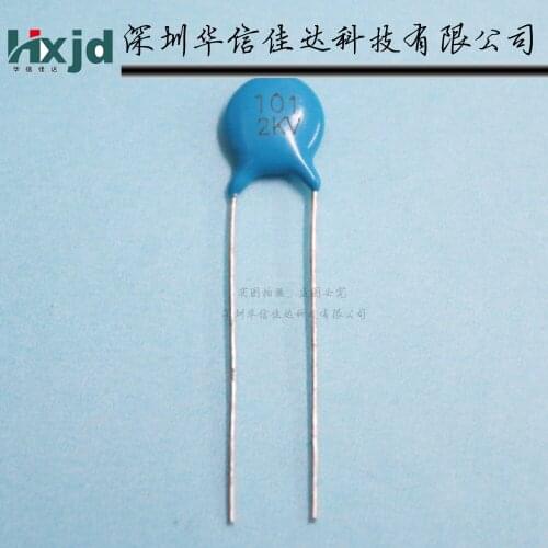 100pcs/High voltage ceramic capacitor 101K 2KV P=5mm High voltage ceramic blue 100PF 2000V 10