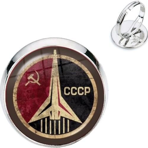 CCCP Soviet Badges Russia Adjustable Rings Space Flight Universe USSR Soviet Communism Symbol Charm Jewelry For Friends Gift