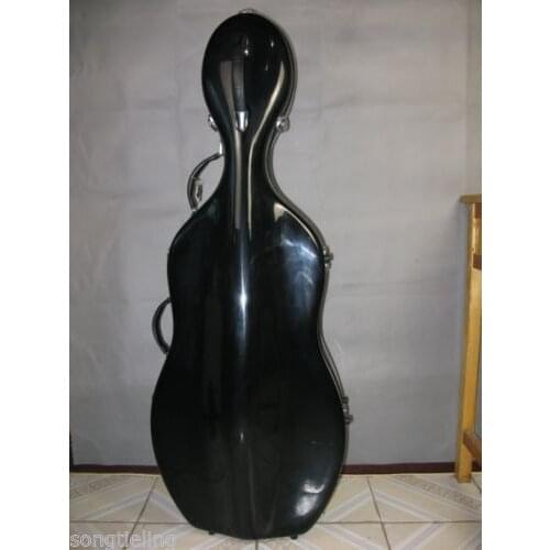 1/2 black fiberglass cello hard case with wheells #6719