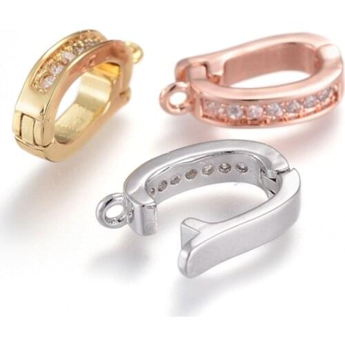 10pcs Mixed Color Brass Crystal Micro Pave Cubic Zirconia Shortener Clasps Twister Clasps for Jewelry Making 15x8x2mm