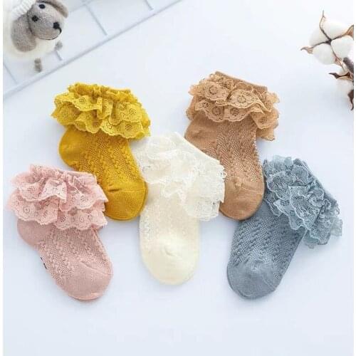 2020 Baby Stuff Kids Baby Girl Frilly Warm Lace Tutu Socks Infant Newborn Toddler Lace Ruffled Solid Ankle Socks