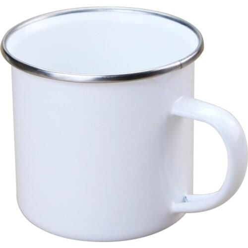 48pcs 12oz Sublimation Enamel Mug Heat Transfer Enameled Tumblers with Handle 350ml Blank White Sublimated Coffee Mugs W0232