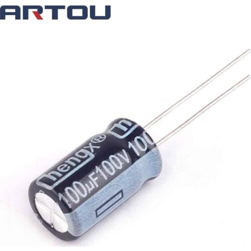 50PCS 100V100UF 10*17mm 100V 100UF 10*17 Electrolytic Capacitor