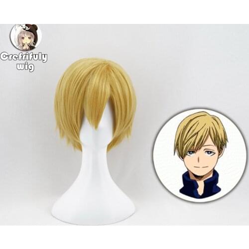Anime My Hero Academia Monoma Neito Short Golden Wig Cosplay Costume Boku no Hero Academia Heat Resistant Synthetic Hair Wigs