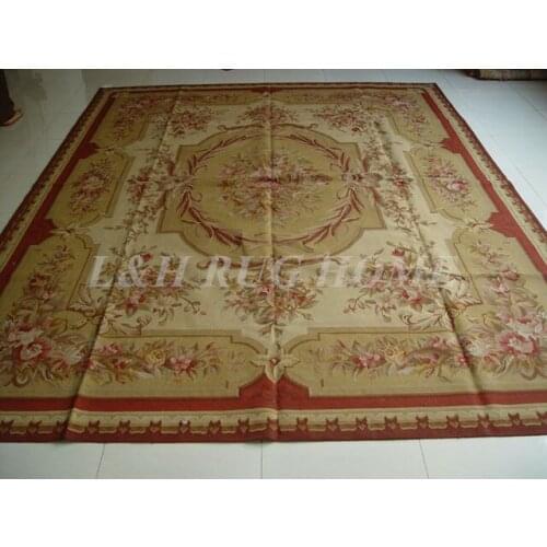 Free shipping 9'x12' French aubusson carpets hand knotted rugs Woolen French Aubusson Rugs high quality rug
