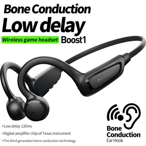 Plextone Boost1 Bone Conduction Bluetooth Earphone Gaming Headset Low Latency Earbud PUBG CODM CS Go