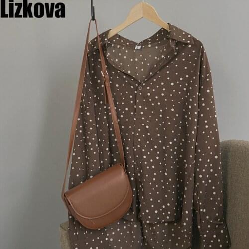 Lizkova 2020 Chiffon Blouse Women Elegant Polka Dot Casual Shirt Korean Viantge Long Sleeve Ladies Tops Streetwear