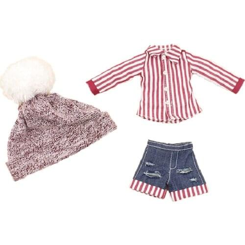 DBS Blyth ICY factory winter hat shirt and short pants for 1/6 30cm bjd girl gift licca body