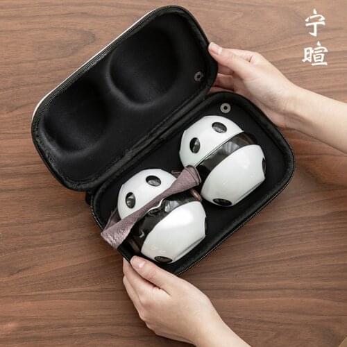 Panda Travel Tea Set Travel Portable Quick-Pass Cup One Pot Two Cups One Pot Kung Fu Tea Set