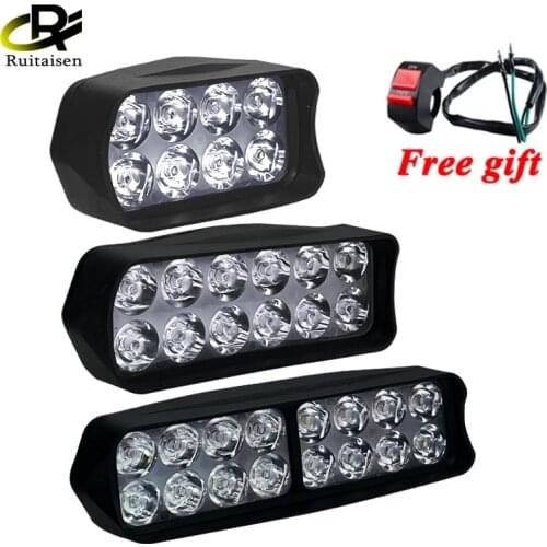 Motorcycle Headlight 12V Motorbike Spot Head Light 8 12 16 led Scooter ATV Moto Headlamp 24V Motor auxiliary driving Work light
