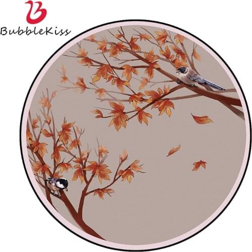 Bubble Kiss Plant Pattern Design Round Carpets Non-Slip Carpets For Living Room Foldable Home Bedside Area Decorative Carpet