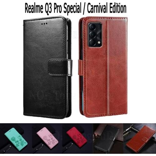 Cover For Realme Q3 Pro Carnival Edition Special Case Etui Flip Wallet Stand Leather Book Funda On Realme RMX3142 Case Phone Bag