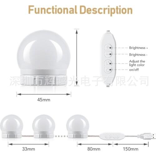 Vanity mirror bulb, rotating take-up line, fill light bulb string, three-tone light