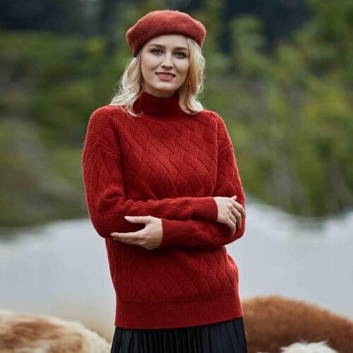 LONGMING Women Sweater Turtleneck 100% Merino Wool Pullover Women Autumn Warm Knitted Sweater Jumper Women Winter Wool Sweaters