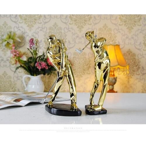 Fashion European Resin Character Statue Office Table Golf Player Golf Sculpture New Decoration Crafts Gifts Ornaments Furnishing