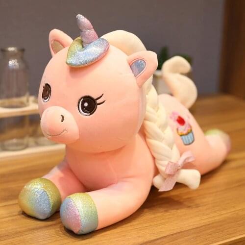 Cartoon Horse Plush Toy Flower Unicorn Animal Doll Child Sleeping Pillow Birthday Gift