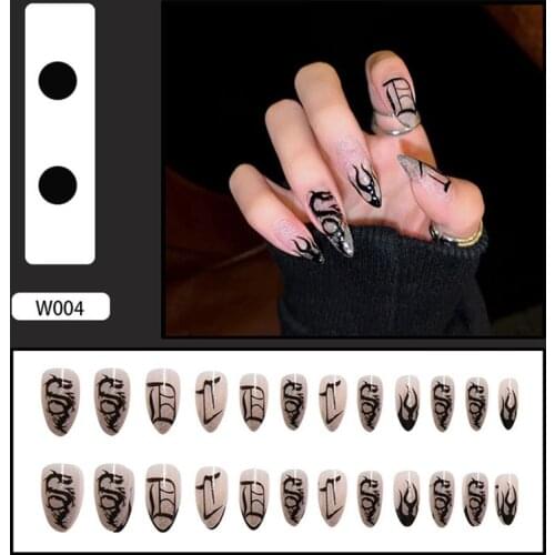 Black Style Fake Nails 24pcs Wearable Manicure Artificial New False Nails With Designs Simple And Easy To Use Tips For Extension