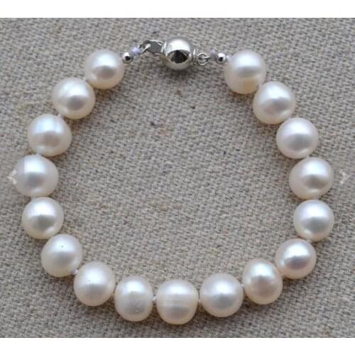 New Arrival Favorite White Pearl Bracelet 9-10mm Freshwater Pearl Bracelet Bridesmaids Gifts Wedding Jewelry Charming Women Gift