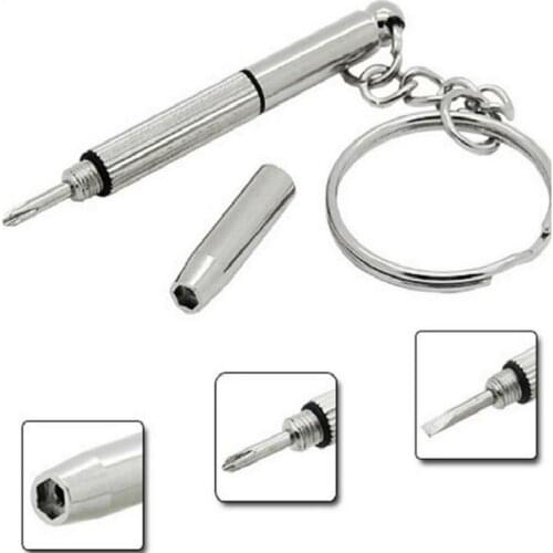 ZtDpLsd Screwdriver Aluminum Steel Sunglass Watch Repair Kit With Keychain Portable Hand Tool Mini Eyeglass Multi-function Tool