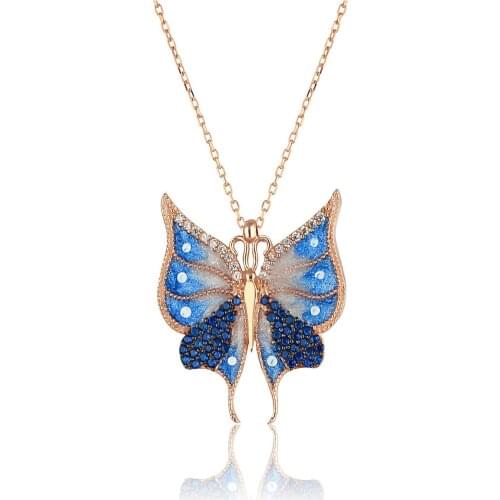 925 sterling Silver Rose Gold Plated Butterfly Necklace Stylish Bill Quality Welcome Convenient 2021 Trend Style Fashion New Jewelry Accessories model