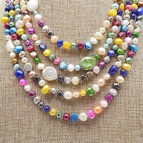 Multicolor freshwater pearl necklace long pearl 50-100 inch 6-14mm single strand real pearl jewelry charming women gift