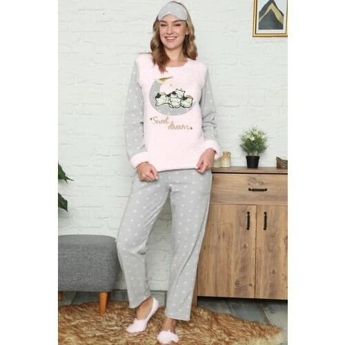 Sleepwear House Sweet Cat Pattern Women 'S Plush Pajamas set