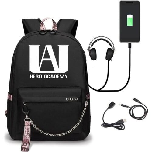 My Hero Academia backpack For Boys USB charging Animal School Bags satchel Canvas Travel Laptop Mochilas For Students