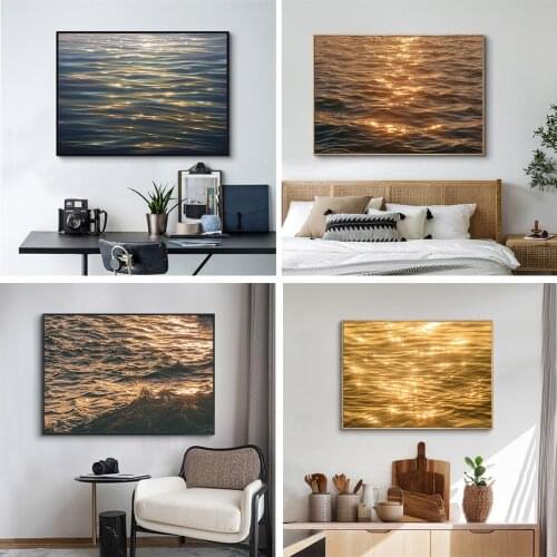 Modern simple Nordic Korean art poster sea wave light waves living room decoration picture canvas painting core printing