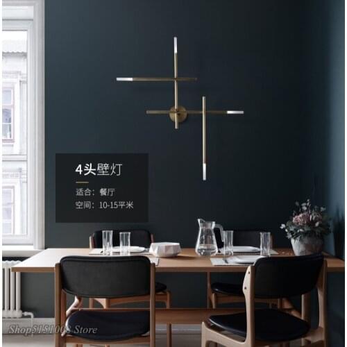 Modern Luxury All Copper Wall Lamp Minimalist Iron Line Living Room Home Decor Wall Light Bedroom Study background Wall Lights