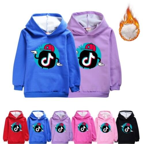 TIK TOK Girls Hoodie Winter Childrens Thick Hooded Pullover Sweatshirt Boys Casual Wear