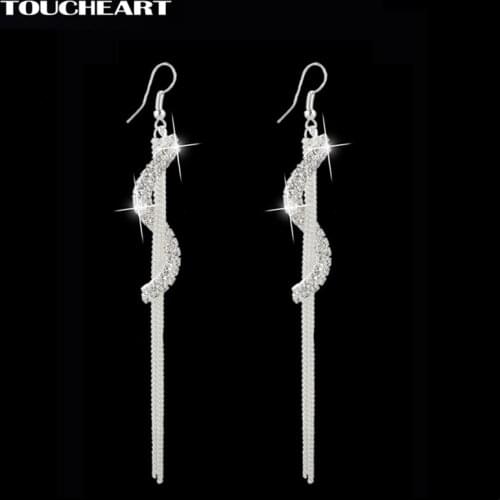 TOUCHEART Fashion S-Shape Long Drop Tassel Earrings For Women As Christma Gift Luxury Vintage Crystal Wedding Earrings SER140037