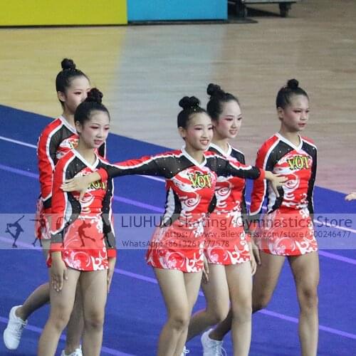 Aerobics Leotards Competition Figure Skating Dress Child Kids Rhythmic Unitards Cheerleading Varsity Fancy Dress Uniform