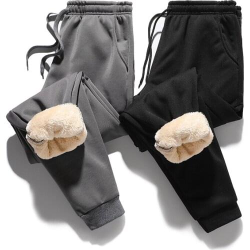 Thicken Sweatpants Winter Mens Plus Velvet Padded Trousers Slim Large Size Warm Pants Solid Trend Sports Jogges M-5XL
