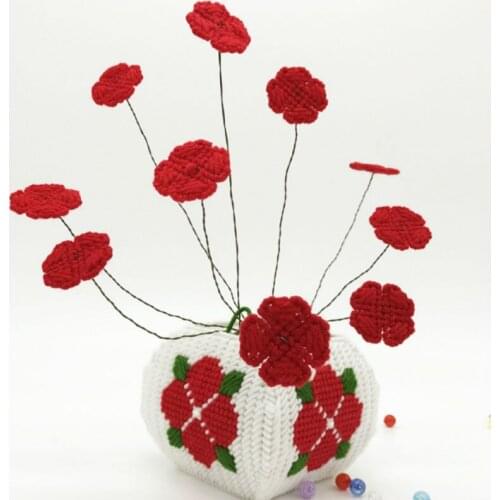 Wfpfbec Cross Stitch DIY Embroidery Cross Stitching Semi-finished Crafts flower bottle and Pen holder Already cropped